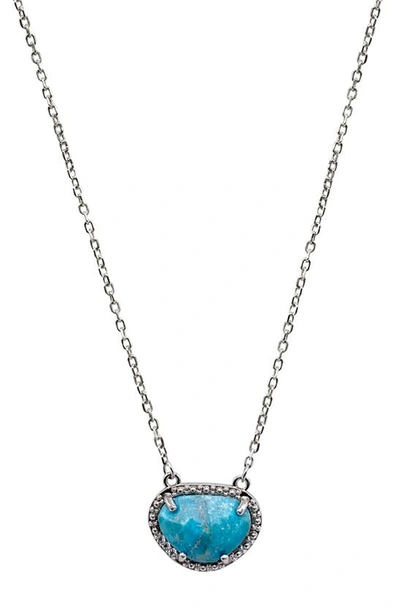 Shop Adornia Fine Sterling Silver Diamond & Birthstone Halo Pendant Necklace In Silver - Turquoise