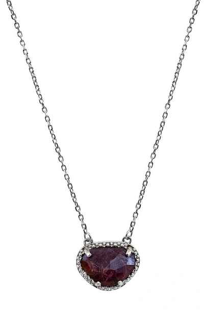 Shop Adornia Fine Sterling Silver Diamond & Birthstone Halo Pendant Necklace In Silver - Garnet