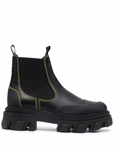 Shop Ganni Leather Chelsea Boots