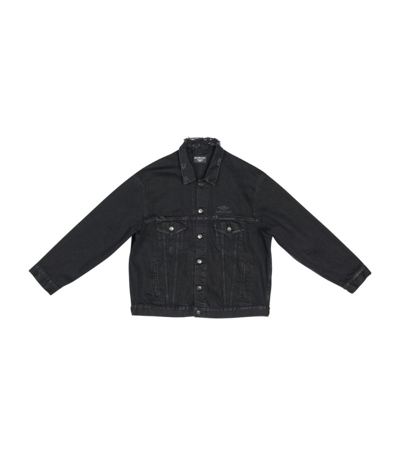 Shop Balenciaga Cotton Denim Jacket In Black