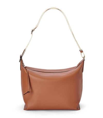 Shop Loewe Leather Cubi Shoulder Bag In Brown