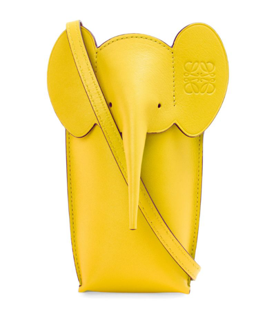 Shop Loewe Leather Elephant Pocket Bag In Yellow