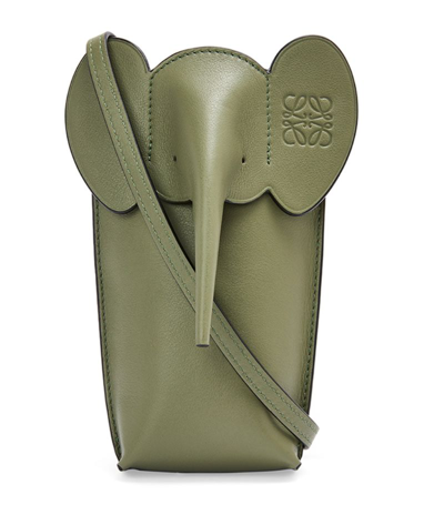 Shop Loewe Leather Elephant Pocket Bag In Green