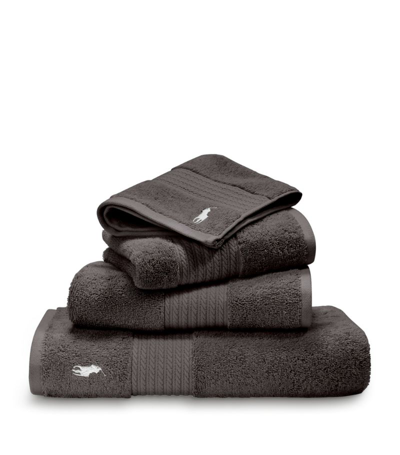 Shop Ralph Lauren Polo Player Hand Towel (50cm X 100cm) In Grey