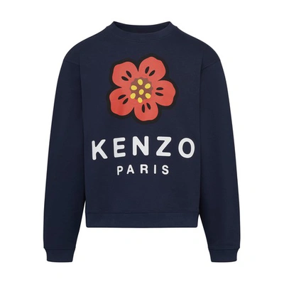 Shop Kenzo Logo Sweatshirt In Midnight Blue