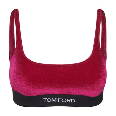 Shop Tom Ford Stretch Velvet Bralette In Raspberry