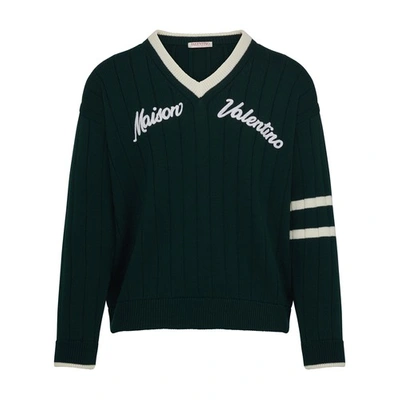 Shop Valentino Sweater In Verde Avorio