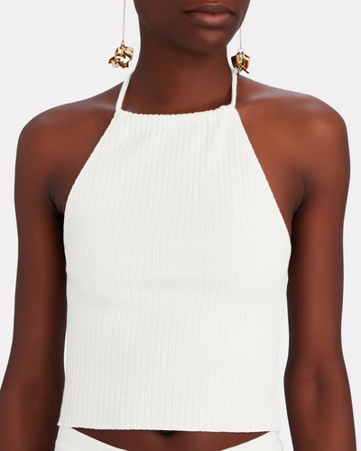 Shop The Range Cropped Halter Tank In Ivory