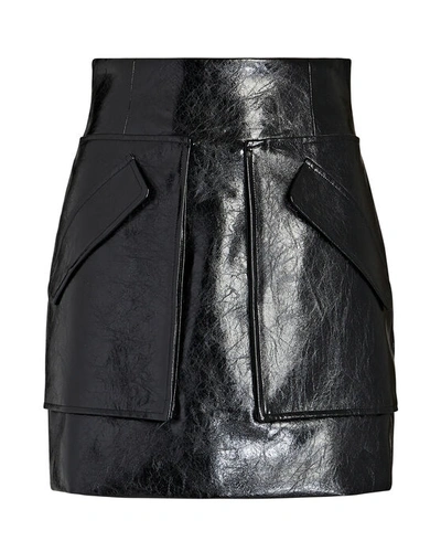 Shop Aknvas Cherry Vegan Leather Mini Skirt In Black