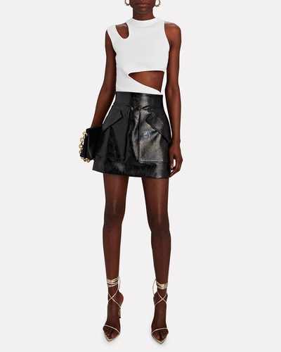 Shop Aknvas Cherry Vegan Leather Mini Skirt In Black