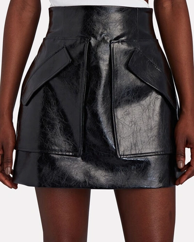 Shop Aknvas Cherry Vegan Leather Mini Skirt In Black