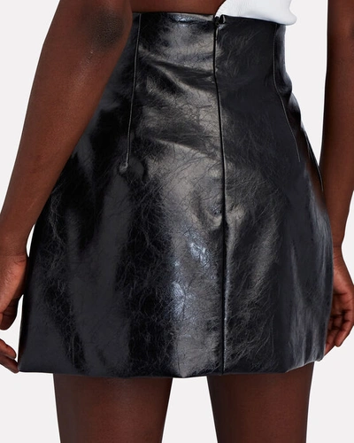 Shop Aknvas Cherry Vegan Leather Mini Skirt In Black