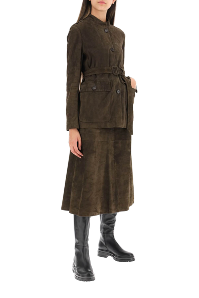 Shop 's Max Mara Suede Lambskin Jacket In Brown