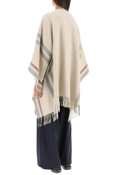 Shop Max Mara 'cavallo' Wool Poncho In Beige