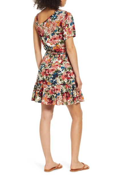 Loveappella Flounce Hem One-shoulder Dress In Marsala Olive