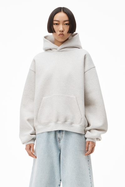 Alexander Wang Hoodie In Dense Fleece In Vintage Heather Grey