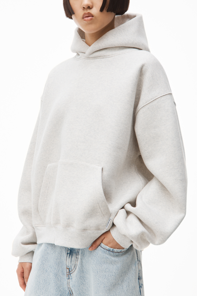 Alexander Wang Hoodie In Dense Fleece In Vintage Heather Grey