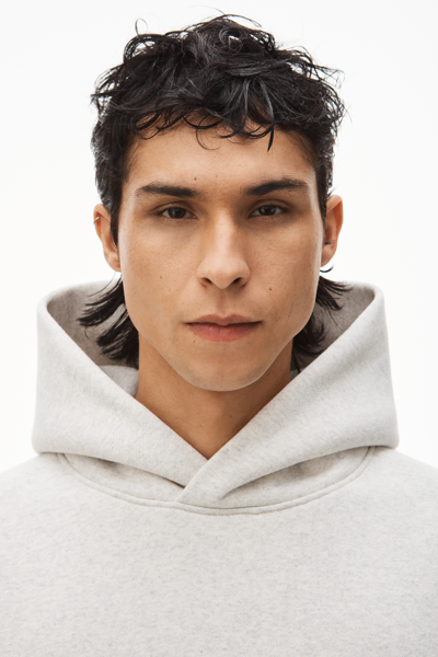 Alexander Wang Hoodie In Dense Fleece In Vintage Heather Grey