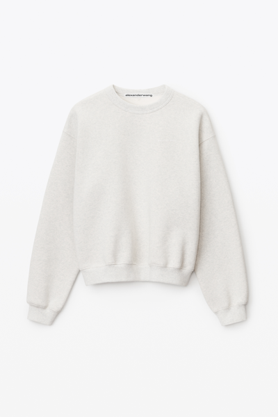 Shop Alexander Wang Crewneck Pullover In Dense Fleece In Vintage Heather Grey