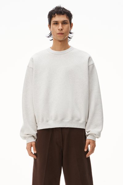 Alexander Wang Crewneck Pullover In Dense Fleece In Vintage Heather Grey