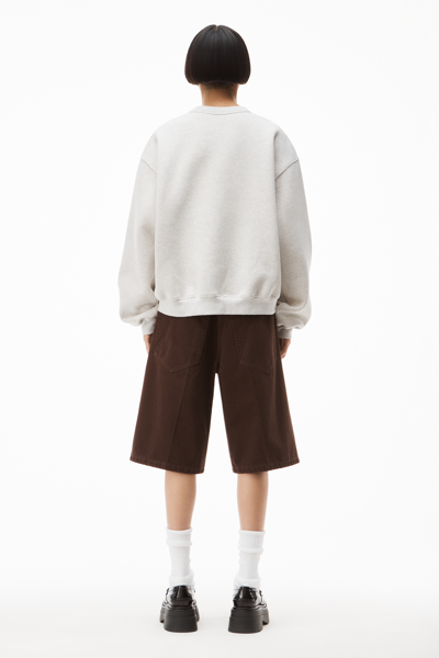 Alexander Wang Crewneck Pullover In Dense Fleece In Vintage Heather Grey