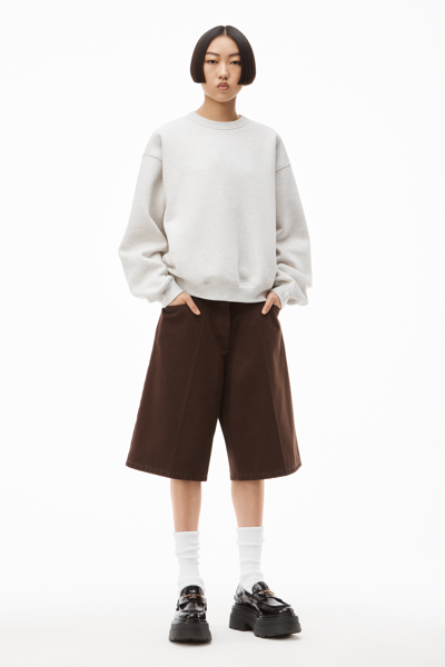 Alexander Wang Crewneck Pullover In Dense Fleece In Vintage Heather Grey