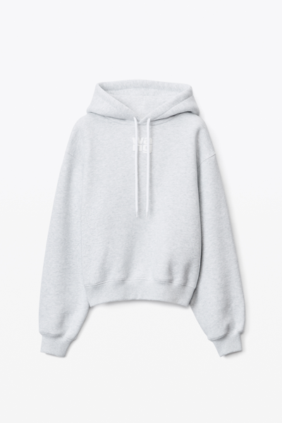 Shop Alexander Wang Puff Logo Hoodie In Structured Terry In Light Heather Grey
