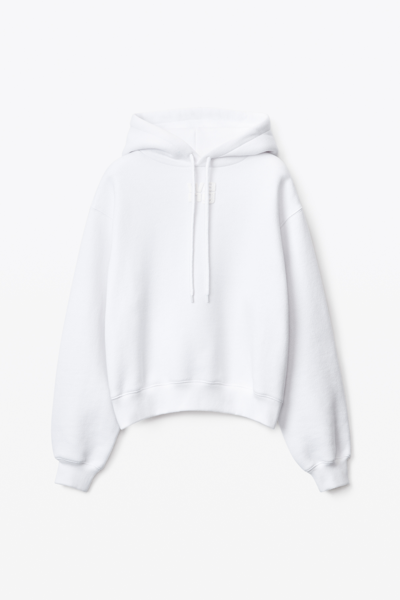 Shop Alexander Wang Puff Logo Hoodie In Structured Terry In White