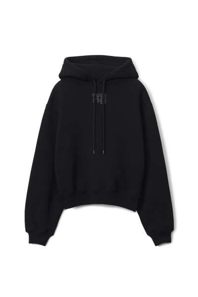 Shop Alexander Wang Puff Logo Hoodie In Structured Terry In Black