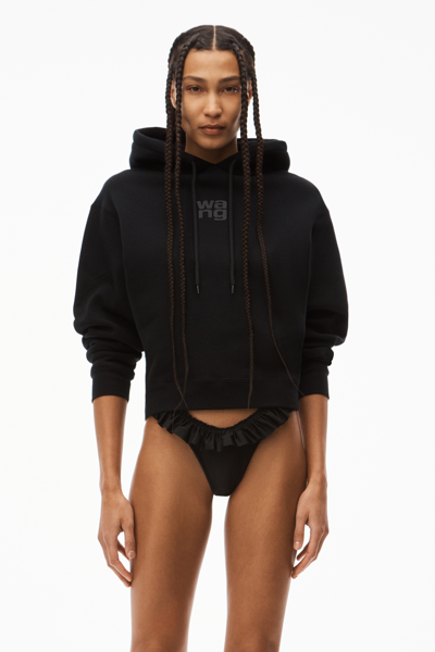 Shop Alexander Wang Puff Logo Hoodie In Structured Terry In Black