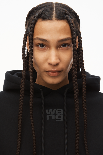 Shop Alexander Wang Puff Logo Hoodie In Structured Terry In Black