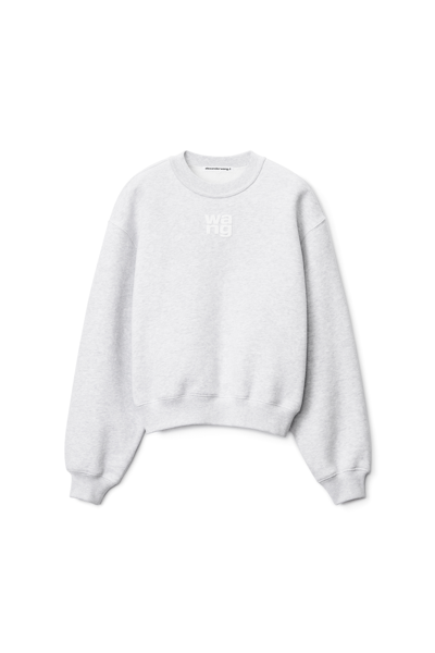 Shop Alexander Wang Puff Logo Sweatshirt In Structured Terry In Light Heather Grey