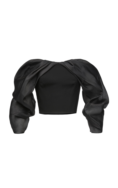 Shop Maticevski Women's Stream Sleeve Off-the-shoulder Top In Black