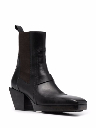 Shop Rick Owens Square-toe Leather Boots In Black
