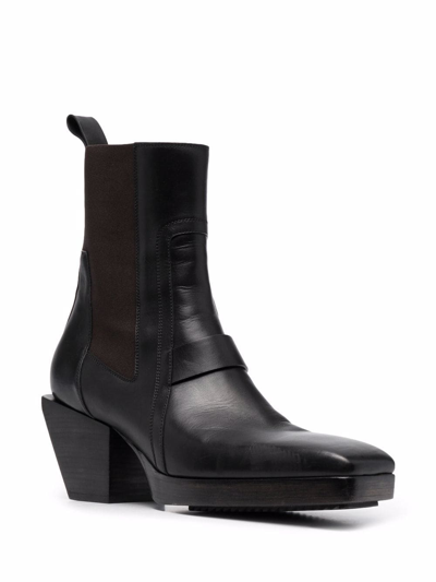 Rick Owens Stivali Block-heel Leather Boots In Black