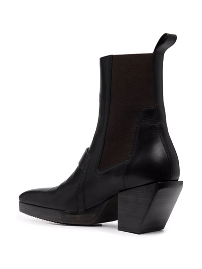 Shop Rick Owens Square-toe Leather Boots In Black