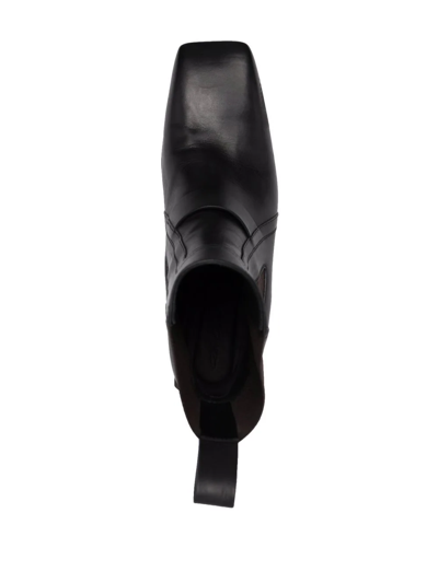 Shop Rick Owens Square-toe Leather Boots In Black