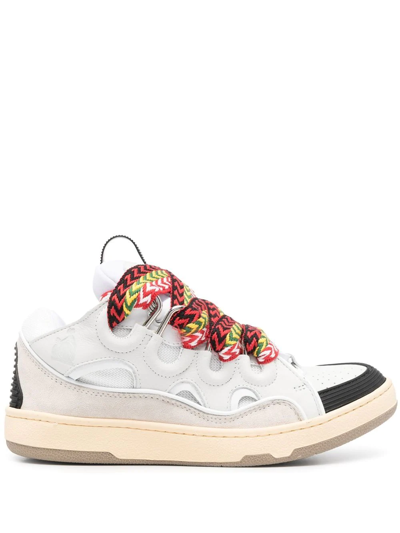 Shop Lanvin Curb Lace-up Sneakers In Weiss