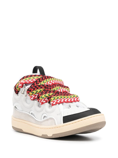 Shop Lanvin Curb Lace-up Sneakers In Weiss