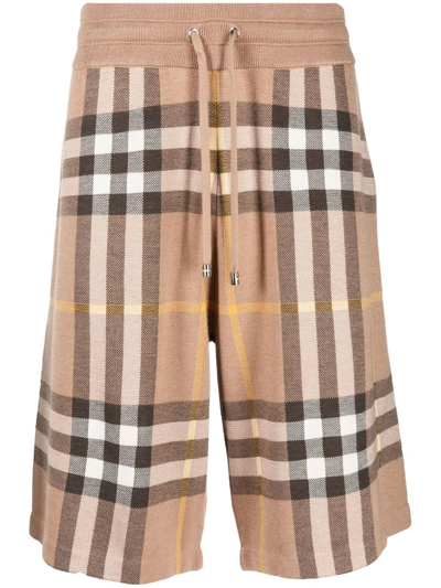 Shop Burberry Check-print Knitted Shorts In Nude
