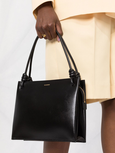 Jil Sander Smooth Leather Shoulder Bag In Black