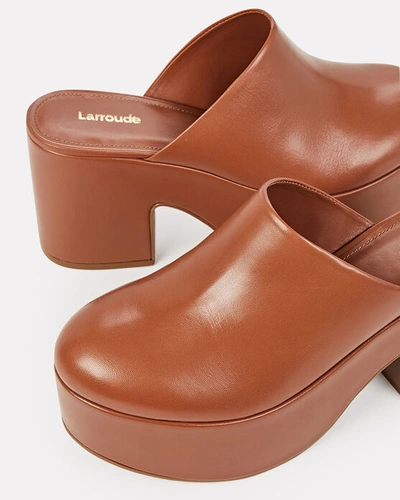 Shop Larroude Miso Leather Platform Clogs In Brown