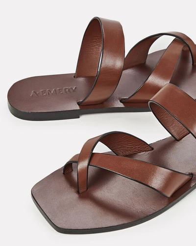 Shop A.emery Carter Leather Slide Sandals In Brown