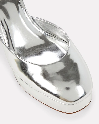Shop Larroude Ari Metallic Leather Platform Sandals In Silver
