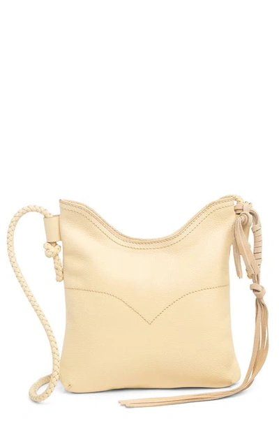 Shop Lucky Brand Theo Leather Crossbody Bag In Buttered Yellow Pebbled Leathe
