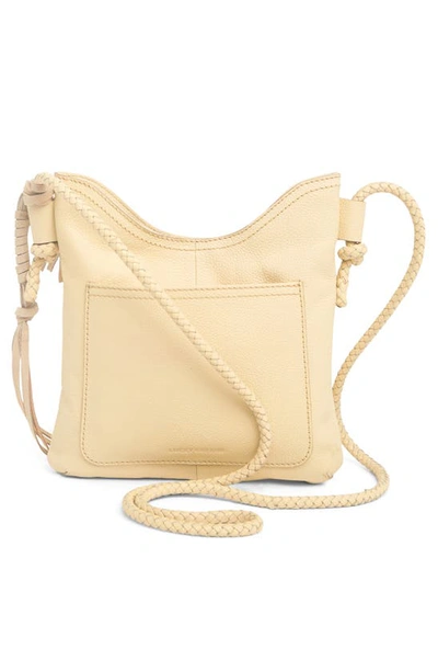 Shop Lucky Brand Theo Leather Crossbody Bag In Buttered Yellow Pebbled Leathe