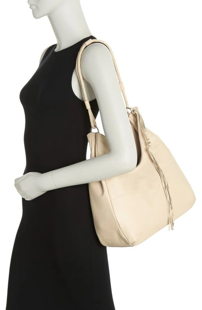 Shop Lucky Brand Theo Leather Hobo Bag In Stucco Pebbled Leather/ Smooth
