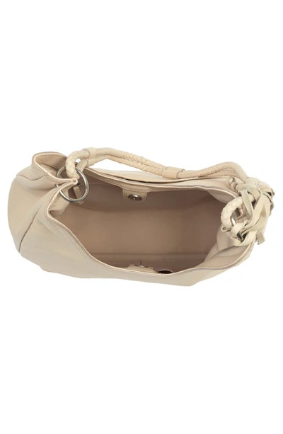 Shop Lucky Brand Theo Leather Hobo Bag In Stucco Pebbled Leather/ Smooth