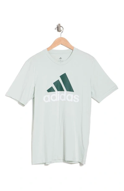 Shop Adidas Originals Essentials Badge Of Sport Logo T-shirt In Linen Green/ Green Oxide