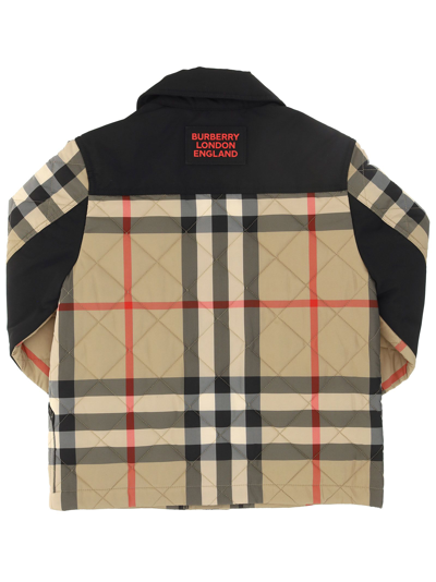Shop Burberry Boys Beige Polyester Outerwear Jacket